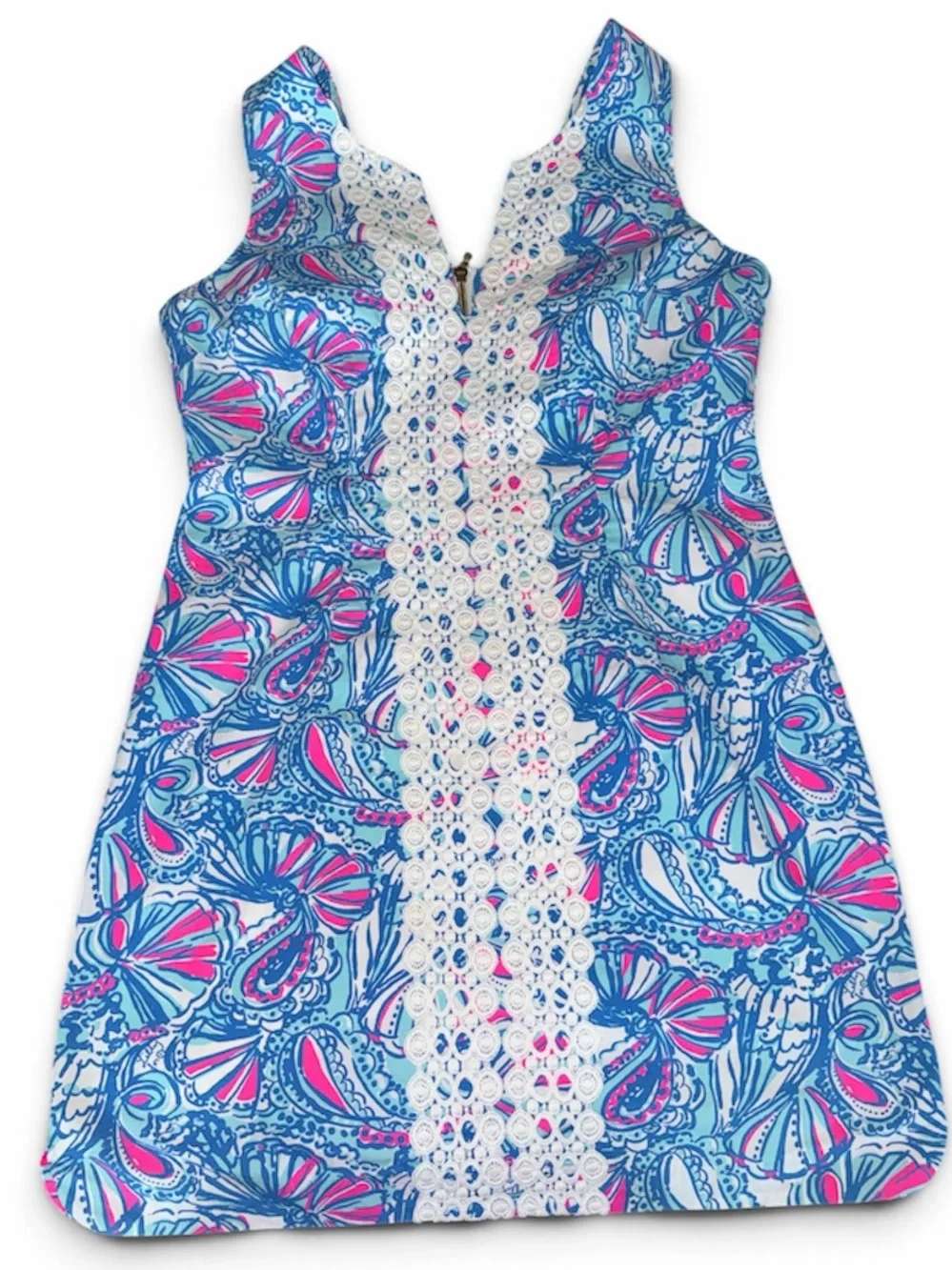 Lilly Pulitzer for Target Blue, Pink & White Lace-Trim Midi Dress